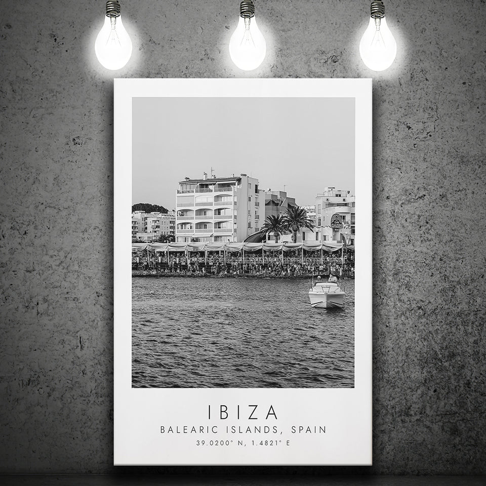 Ibiza Balearic Islands 1 Black And White Art Canvas Prints Wall Art Home Decor