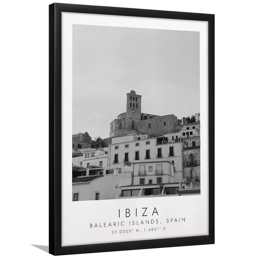 Ibiza Balearic Islands Black And White Art Framed Art Prints Wall Art Decor, Framed Picture