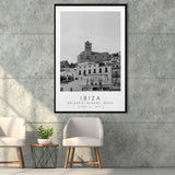 Ibiza Balearic Islands Black And White Art Framed Canvas Prints Wall Art Home Decor, Floating Frame