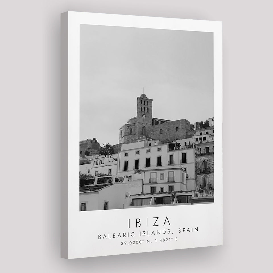 Ibiza Balearic Islands Black And White Art Canvas Prints Wall Art Home Decor