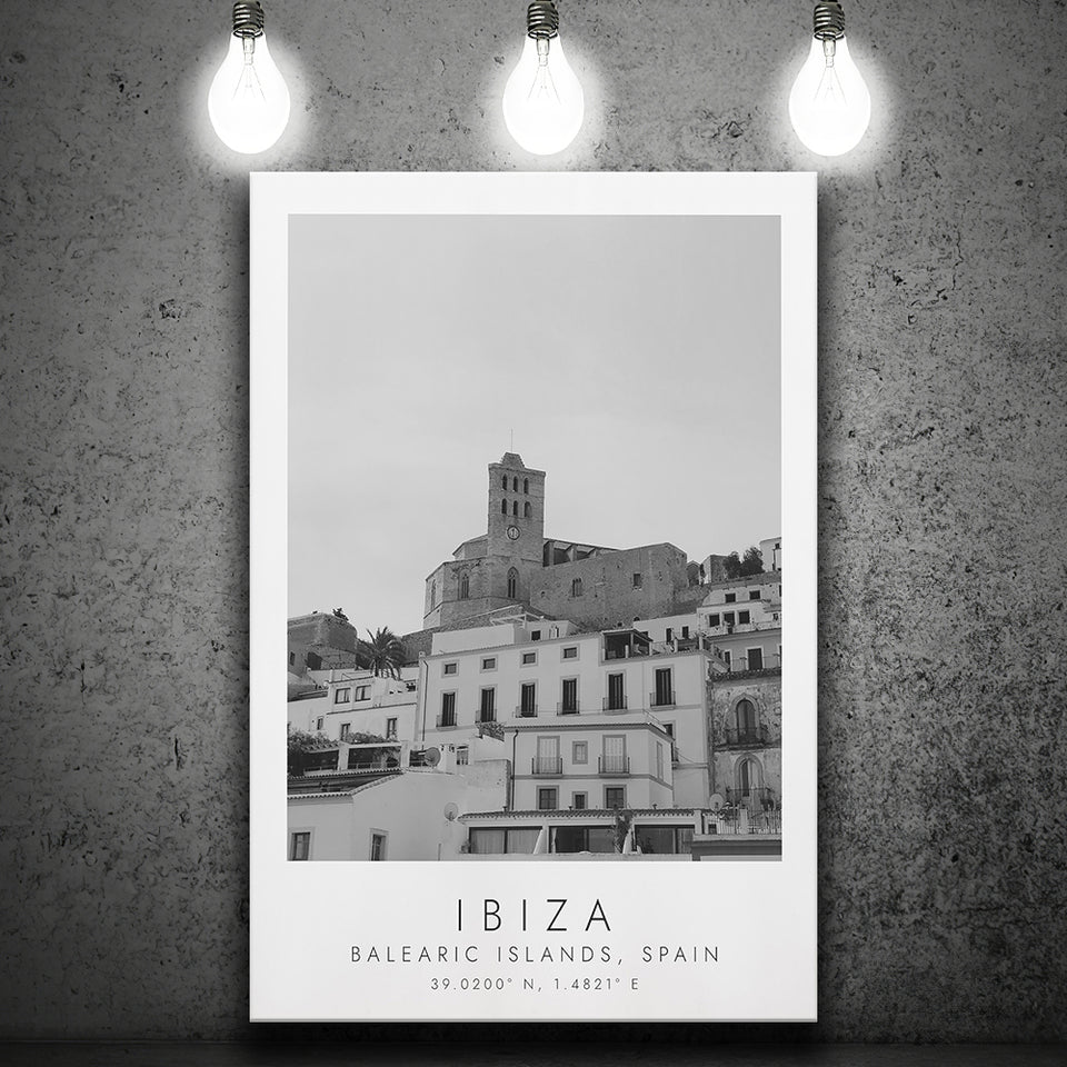 Ibiza Balearic Islands Black And White Art Canvas Prints Wall Art Home Decor