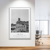 Ibiza Balearic Islands Black And White Art Framed Canvas Prints Wall Art Home Decor, Floating Frame