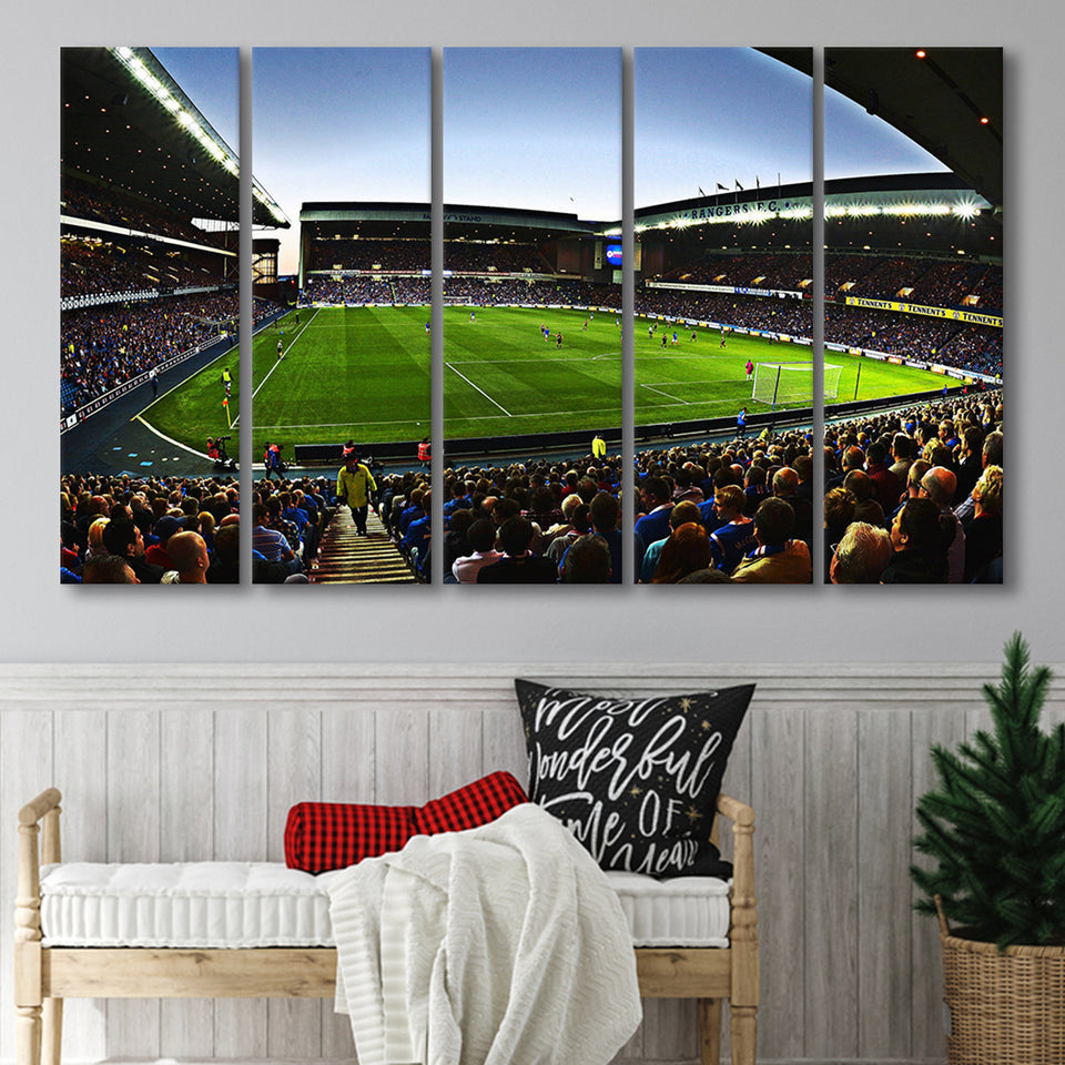 Ibrox Football Stadium, Stadium Canvas, Sport Art, Gift for him, Multi Panels B, Canvas Prints Wall Art Decor