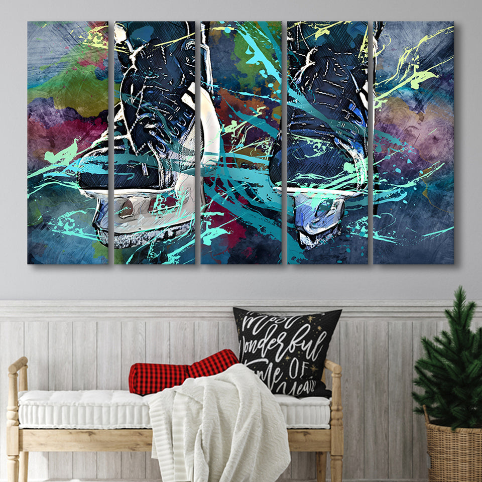 Ice Hockey Skates, Ice Hockey 5 Panels B,Large Canvas,Canvas Prints Wall Art Home Decor