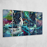 Ice Hockey Skates, Ice Hockey 5 Panels B,Large Canvas,Canvas Prints Wall Art Home Decor