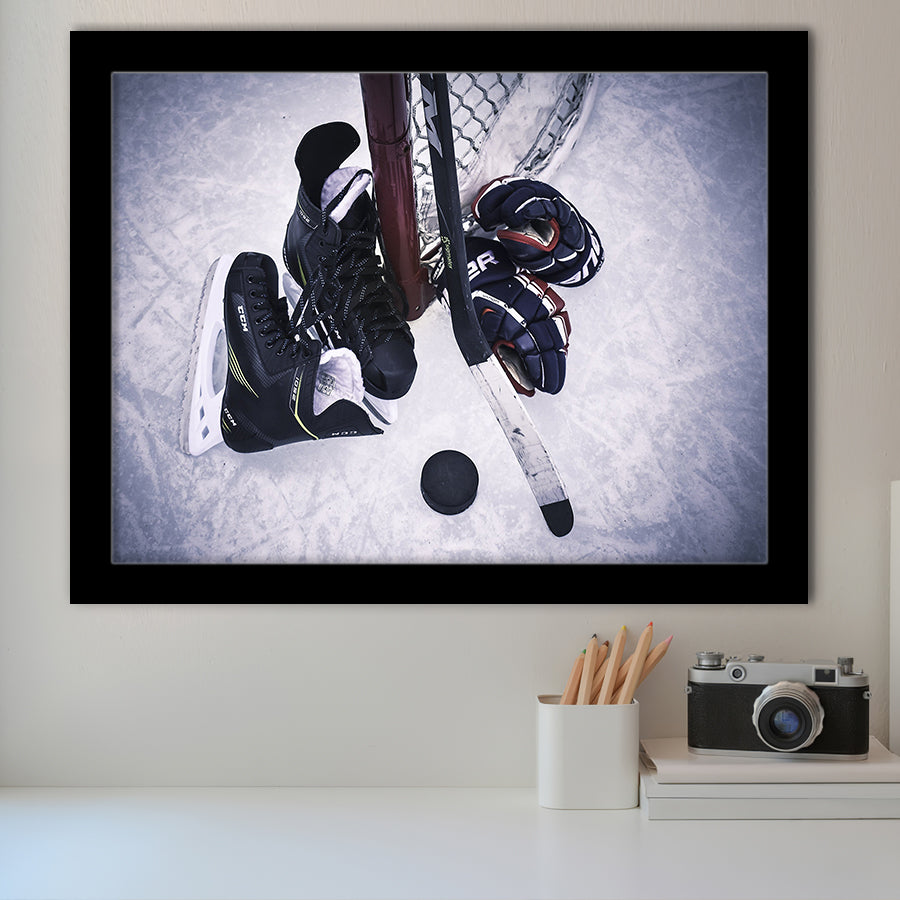 Ice Hockey, Hockey100 Framed Art Prints Wall Art Decor,Black Frame, Ready to hang