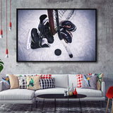 Ice Hockey, Hockey100 Framed Canvas Prints Wall Art Decor, Black Floating Frame