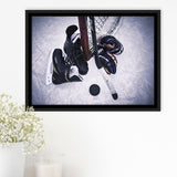 Ice Hockey, Hockey100 Framed Canvas Prints Wall Art Decor, Black Floating Frame