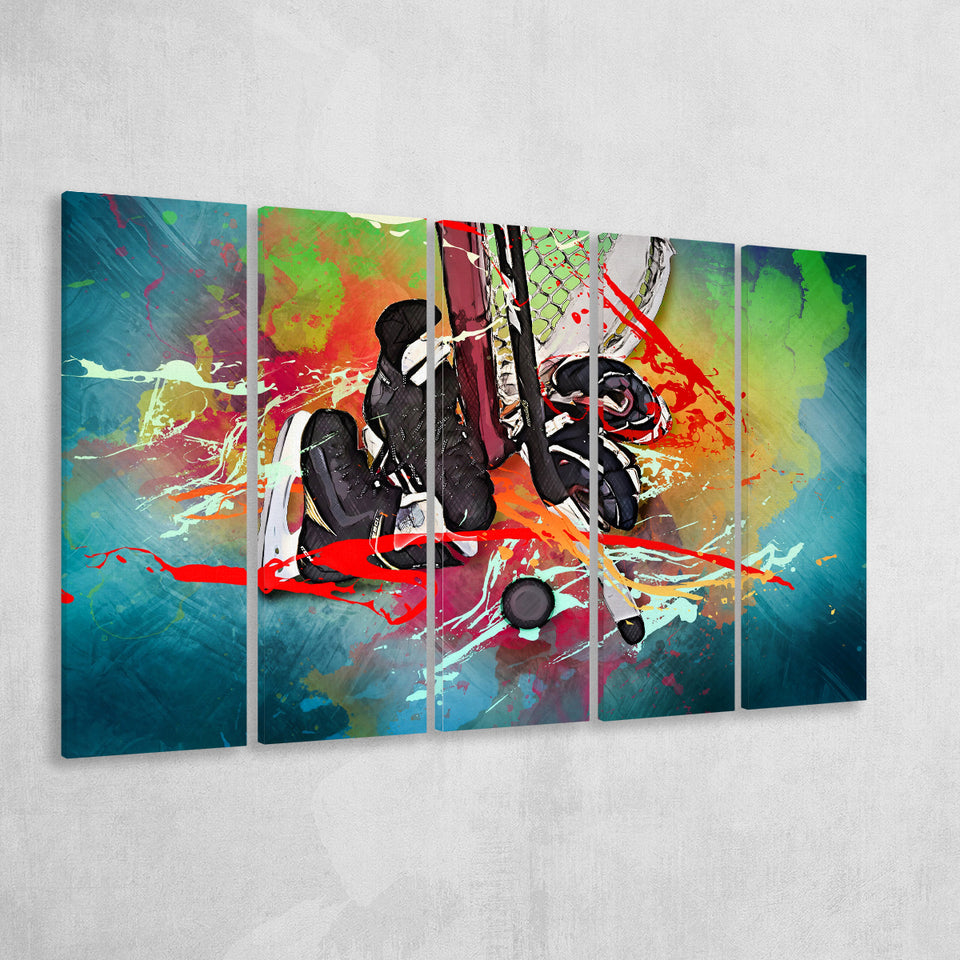 Ice Hockey, Hockey 5 Panels B,Large Canvas,Canvas Prints Wall Art Home Decor