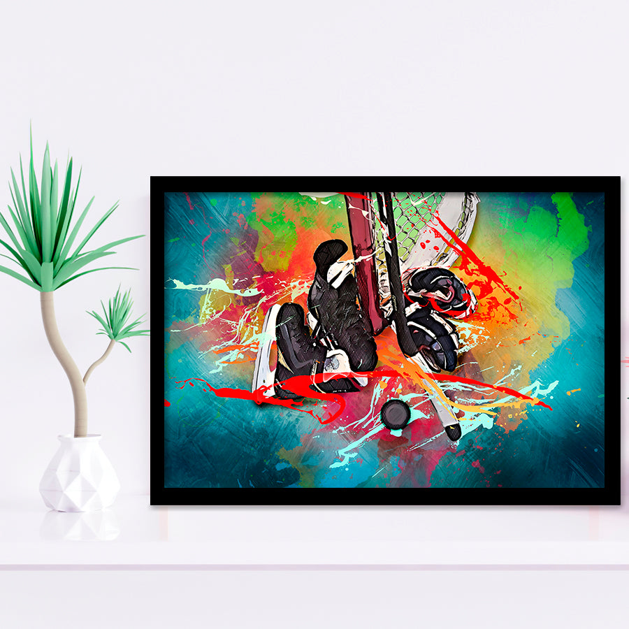 Ice Hockey, Hockey Framed Art Prints Wall Art Decor,Black Frame, Ready to hang