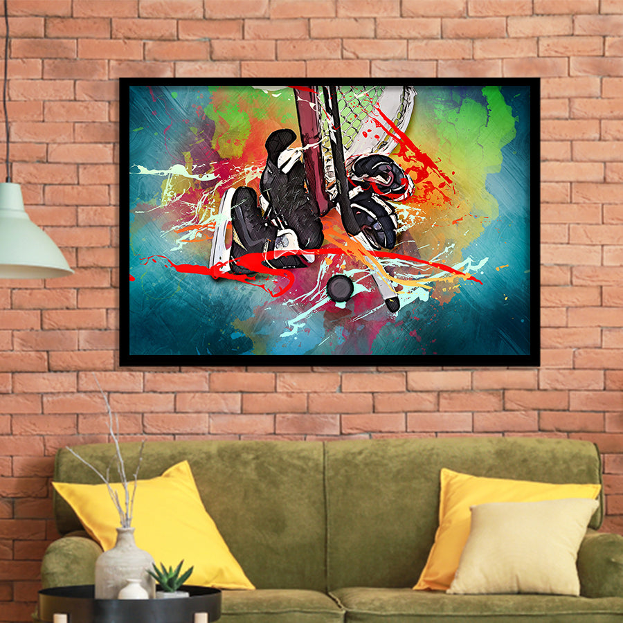 Ice Hockey, Hockey Framed Art Prints Wall Art Decor,Black Frame, Ready to hang