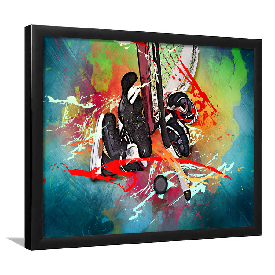 Ice Hockey, Hockey Framed Art Prints Wall Art Decor,Black Frame, Ready to hang