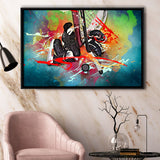 Ice Hockey, Hockey Framed Canvas Prints Wall Art Decor, Black Floating Frame