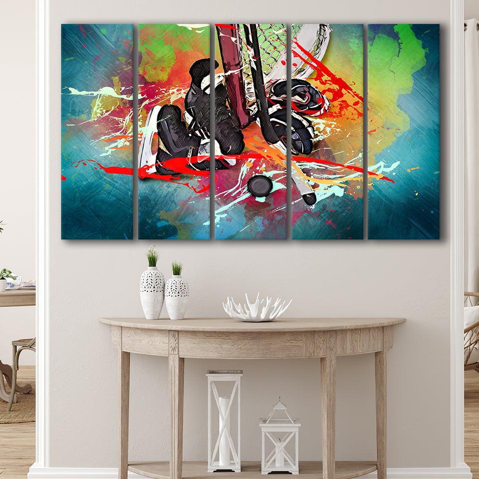 Ice Hockey, Hockey 5 Panels B,Large Canvas,Canvas Prints Wall Art Home Decor