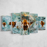 Icelandic Horses 5 Pieces Canvas Prints Wall Art Decor - Painting Canvas, Mixed Canvas, Multi Panels