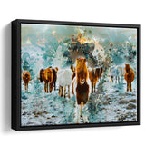 Icelandic Horses Framed Canvas Prints Wall Art Decor - Painting Canvas, Framed Picture, Home Decor