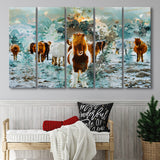 Icelandic Horses 5 Piece B Canvas Prints Wall Art Decor, Multi Panels,Large Canvas, Home Decor
