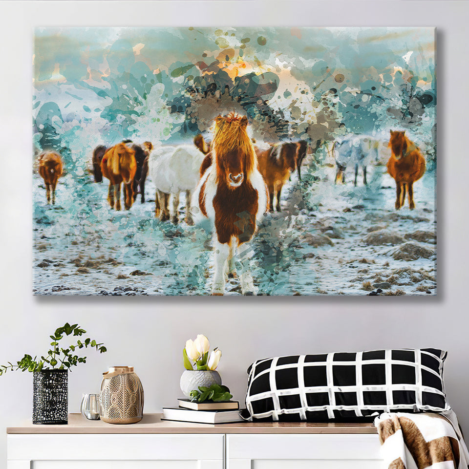 Icelandic Horses Canvas Prints Wall Art Decor - Painting Canvas, Art Print, Home Decor, Ready to Hang