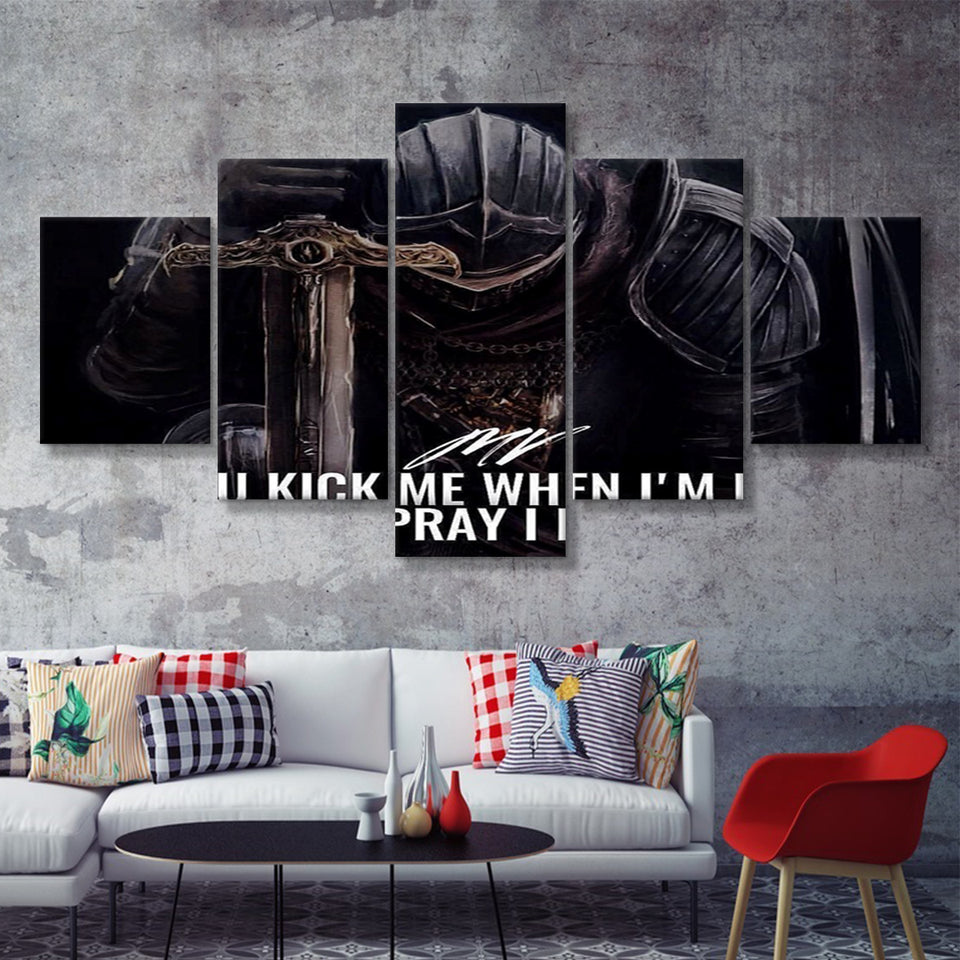 If You Kick Me When I Down 5 Piece Canvas Prints Wall Art - Painting Prints, Wall Decor,Multi Panel