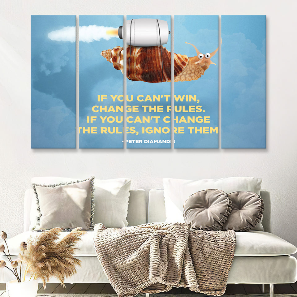 If You Can Not Win Change The Rules Motivation Art 5 Pieces B Canvas Prints Wall Art - Painting Canvas,Wall Decor, Multi Panel,5 Panels