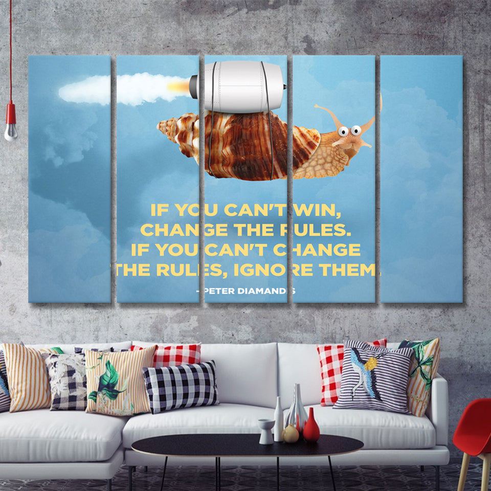 If You Can Not Win Change The Rules Motivation Art 5 Pieces B Canvas Prints Wall Art - Painting Canvas,Wall Decor, Multi Panel,5 Panels