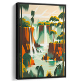 Iguazu Falls Retro Art Print, Large Canvas, Framed Canvas Print Wall Art Home Decor, Floating Frame
