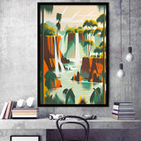 Iguazu Falls Retro Art Print, City Art Print, Framed Art Print Wall Art Home Decor, Framed Picture