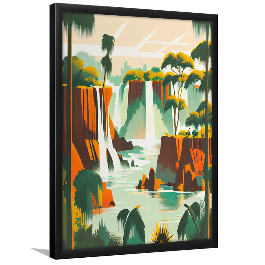 Iguazu Falls Retro Art Print, City Art Print, Framed Art Print Wall Art Home Decor, Framed Picture