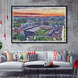 Illinois Fighting Illinois Memorial Stadium Watercolor, Sport Art Prints Fan Gift, Framed Canvas Prints Wall Art Decor