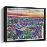Illinois Fighting Illinois Memorial Stadium Watercolor, Sport Art Prints Fan Gift, Framed Canvas Prints Wall Art Decor