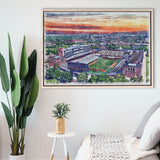 Illinois Fighting Illinois Memorial Stadium Watercolor, Sport Art Prints Fan Gift, Framed Canvas Prints Wall Art Decor