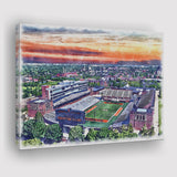 Illinois Fighting Illinois Memorial Stadium Watercolor, Sport Art Prints Fan Gift, Canvas Prints Wall Art Decor