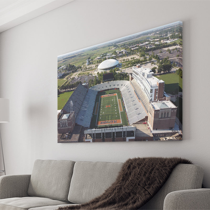 Illinois Fighting Illini Stadium Canvas Prints Memorial Stadium Wall Art,Sport Stadium Art Prints, Fan Gift, Wall Decor