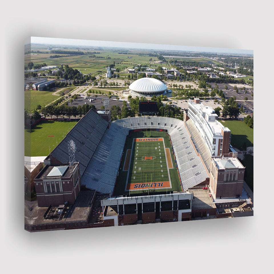 Illinois Fighting Illini Stadium Canvas Prints Memorial Stadium Wall Art,Sport Stadium Art Prints, Fan Gift, Wall Decor