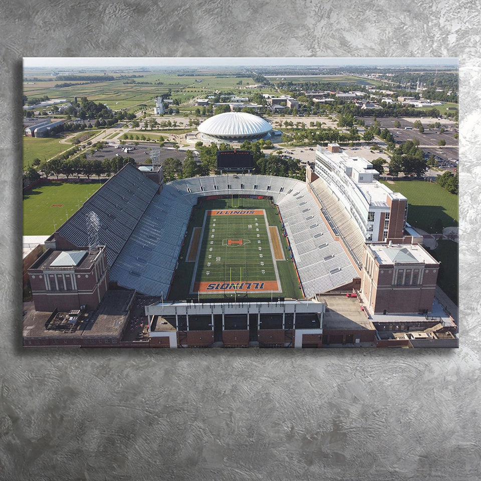 Illinois Fighting Illini Stadium Canvas Prints Memorial Stadium Wall Art,Sport Stadium Art Prints, Fan Gift, Wall Decor