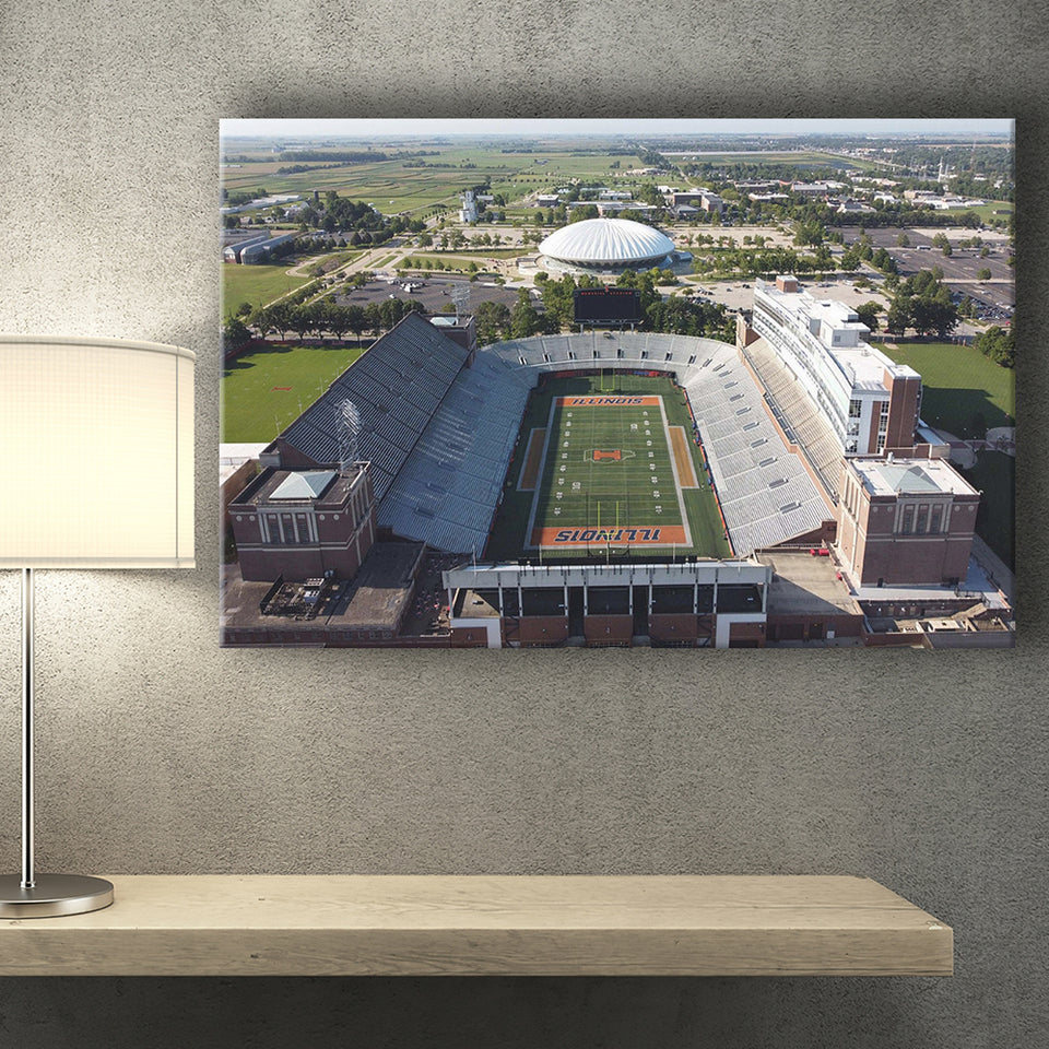 Illinois Fighting Illini Stadium Canvas Prints Memorial Stadium Wall Art,Sport Stadium Art Prints, Fan Gift, Wall Decor