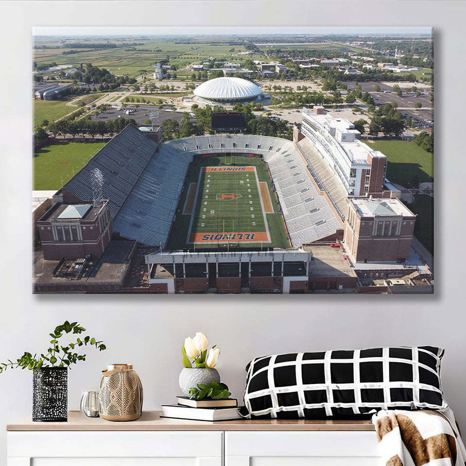 Illinois Fighting Illini Stadium Canvas Prints Memorial Stadium Wall Art,Sport Stadium Art Prints, Fan Gift, Wall Decor