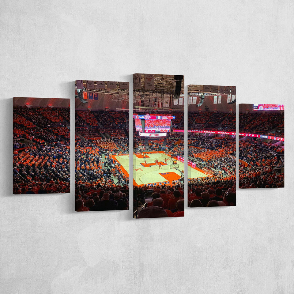 Illinois Fighting Illini Stadium Canvas Prints State Farm Center Arena,Multi Panels,Sport Stadium Art Prints, Fan Gift
