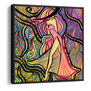 Canvas Wall Art | Illusion Line Art With The Abstract Woman - Framed Canvas, Canvas Prints, Painting Canvas
