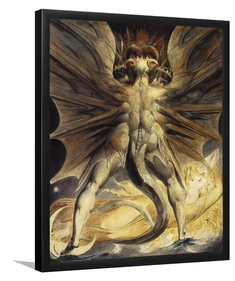 Illustrations Of The Bible. Great Red Dragon And The Woman Clothed In The Sun By William Blake-Art Print,Frame Art,Plexiglass Cover