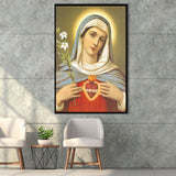 Immaculate Heart Of Mary Framed Canvas Prints Wall Art - Painting Canvas, Framed Picture, Home Art Decor
