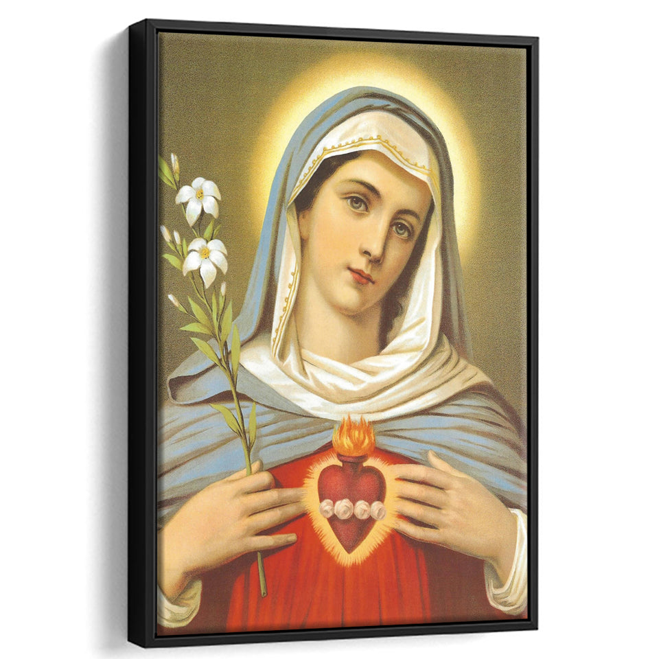 Immaculate Heart Of Mary Framed Canvas Prints Wall Art - Painting Canvas, Framed Picture, Home Art Decor