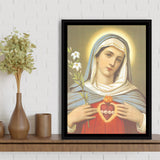 Immaculate Heart Of Mary Framed Canvas Prints Wall Art - Painting Canvas, Framed Picture, Home Art Decor