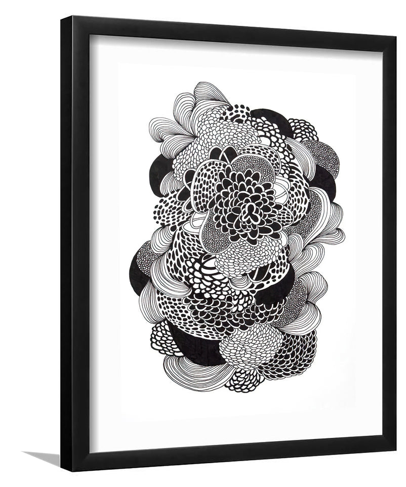In The Flow I-Black and white Art, Art Print, Plexiglass Cover