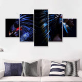 Indian American Woman In Ethnic Feathers Art 5 Pieces Canvas Prints Wall Art - Painting Canvas, Multi Panels, Wall Decor