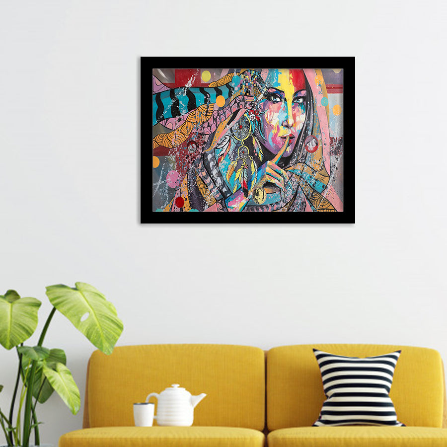 Indian Girl Portrait Watercolor Painting Framed Wall Art Print - Framed Art, Prints for Sale, Painting Art, Painting Prints