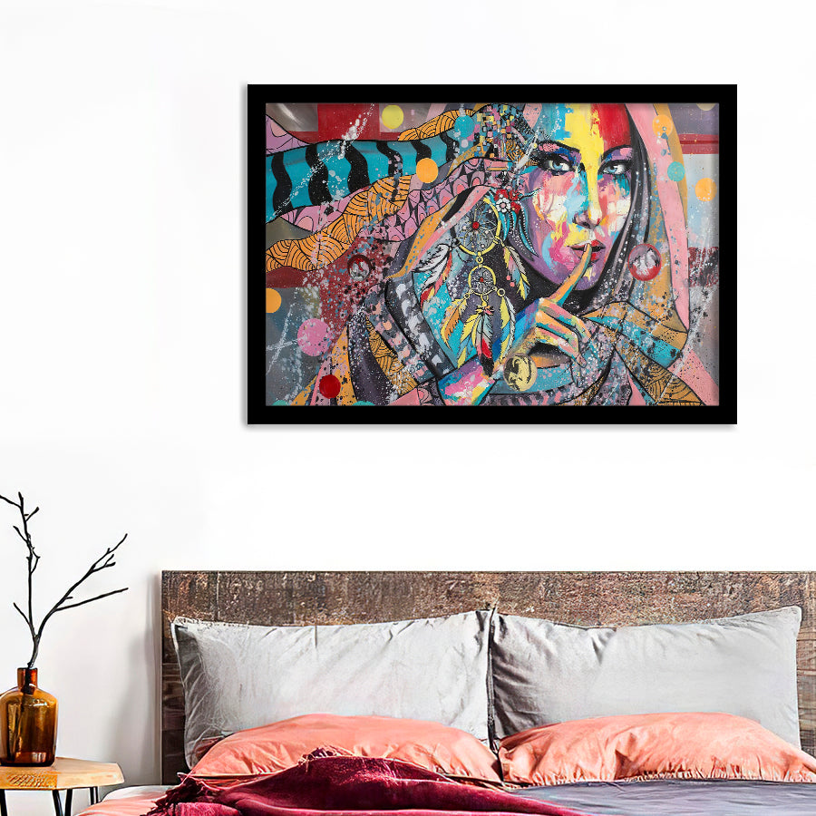 Indian Girl Portrait Watercolor Painting Framed Wall Art Print - Framed Art, Prints for Sale, Painting Art, Painting Prints