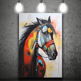 Indian Horse Warrior Acrylic Painting Portrait Art, Painting Art, Canvas Prints Wall Art Home Decor
