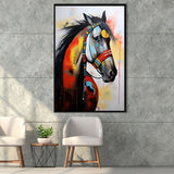 Indian Horse Warrior Acrylic Painting Portrait Art,Framed Canvas Prints,Floating Frame, Wall Art Home Decor