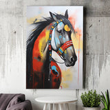 Indian Horse Warrior Acrylic Painting Portrait Art, Painting Art, Canvas Prints Wall Art Home Decor